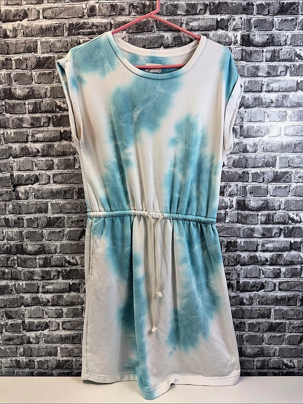 Lori & Grey Tie-Dye Midi Dress in Blue & White Size Medium